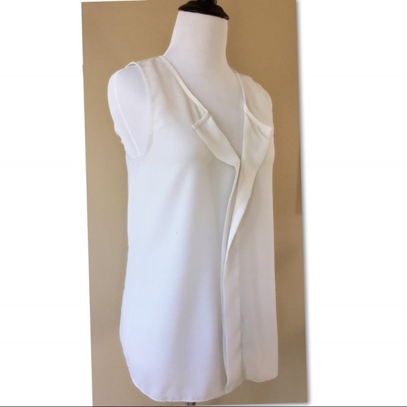 🆕 ASOS Split Pleat Ash White Sleeveless Tank Top - Picture 1 of 4